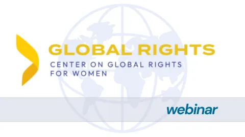 Global rights for women webinar logo with globe image